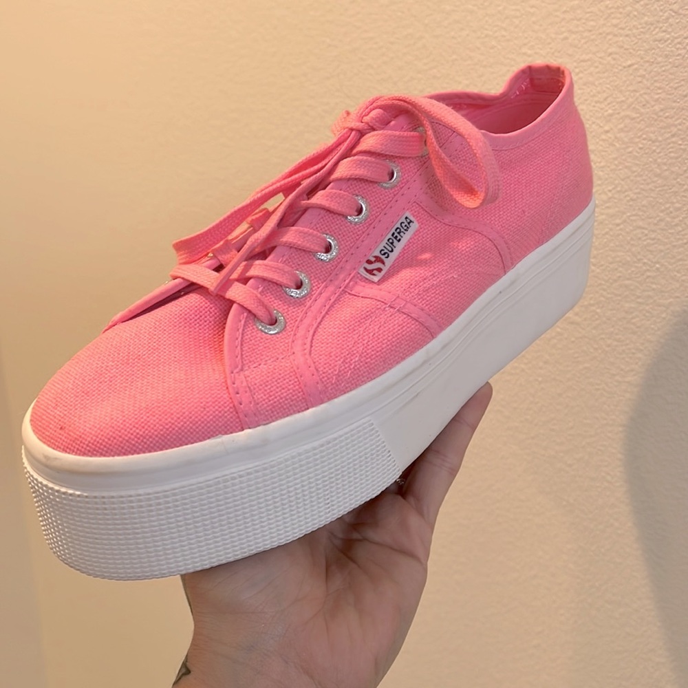 Superga pink platform shoes